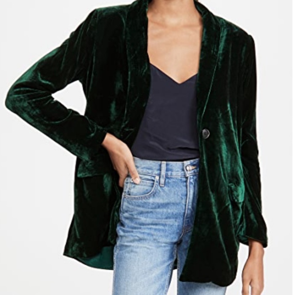 Endless Rose Emerald Green Velvet Blazer